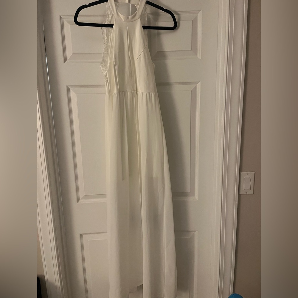 Lulu's Cream Lace-Trimmed Dress